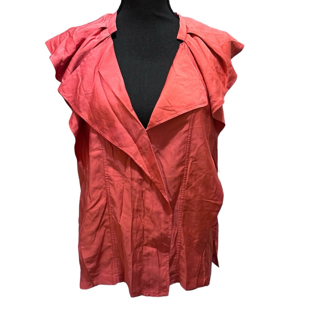 Joie Womens Raquel Spiced Silk Ruffled Tee Blouse Shirt Large